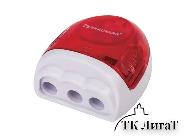 Точилка BRAUBERG "TERN" с контейнером, пластиковая, овальная, 3 отверстия, цвет ассорти, 226939