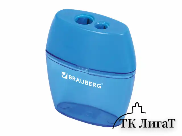 Точилка BRAUBERG "Diamond Dual", 2 отверстия для чернографитных карандашей (в том числе утолщенных), с контейнером, ассорти, 226941