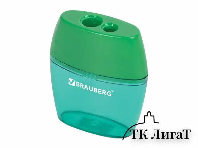 Точилка BRAUBERG "Diamond Dual", 2 отверстия для чернографитных карандашей (в том числе утолщенных), с контейнером, ассорти, 226941