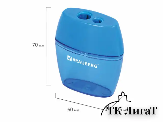 Точилка BRAUBERG "Diamond Dual", 2 отверстия для чернографитных карандашей (в том числе утолщенных), с контейнером, ассорти, 226941