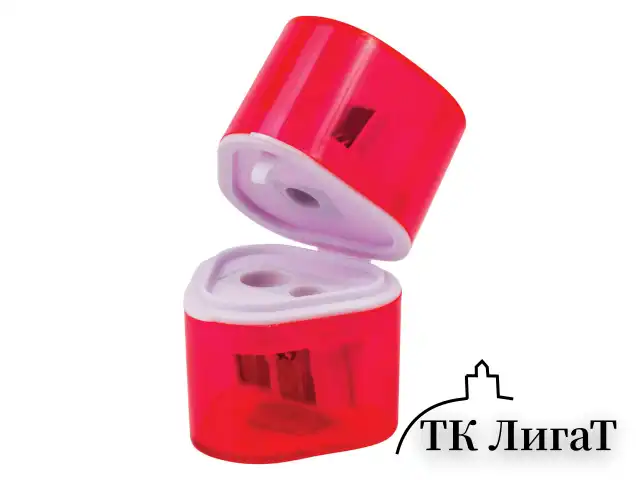 Точилка BRAUBERG "Case", 3 отверстия для чернографитных и цветных карандашей (в том числе утолщенных), с контейнером, ассорти, 226943