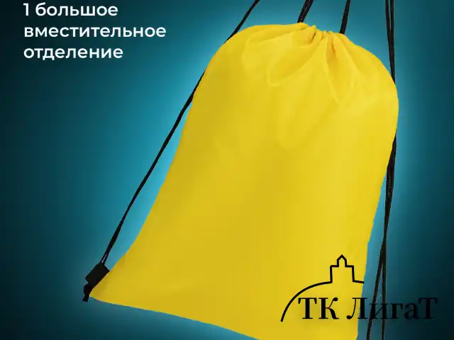 Мешок для обуви BRAUBERG ПРОЧНЫЙ, на шнурке, желтый, 42x33 см, 227142