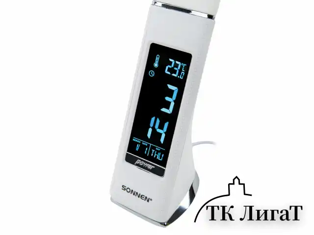 Настольная лампа-светильник SONNEN SM-01W на подставке, LCD-экран, СВЕТОДИОДНАЯ, 5 Вт, белый, 238233