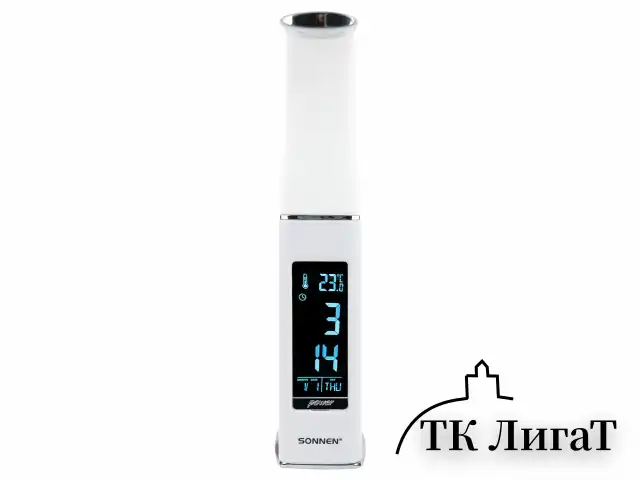Настольная лампа-светильник SONNEN SM-01W на подставке, LCD-экран, СВЕТОДИОДНАЯ, 5 Вт, белый, 238233