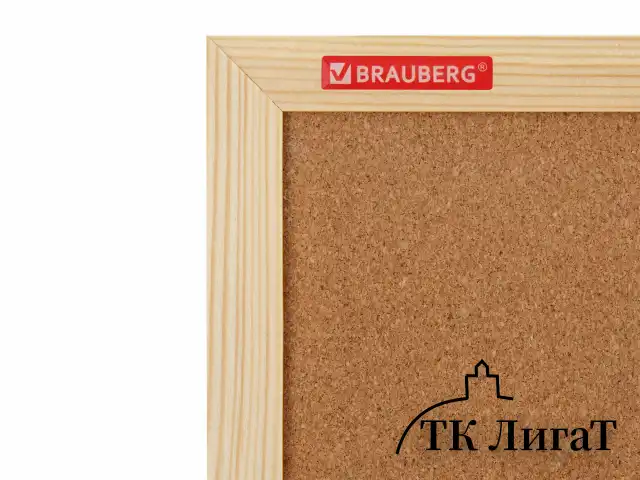 Доска пробковая для объявлений 90х120 см, деревянная рамка, BRAUBERG Wood, 238312