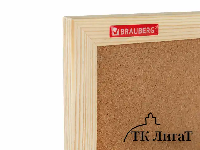Доска пробковая для объявлений 90х120 см, деревянная рамка, BRAUBERG Wood, 238312