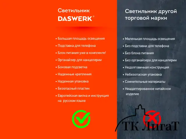 Настольная лампа светильник с органайзером и держателем для телефона, "4 в 1", LED, 5 Вт, белый, DASWERK, 238326