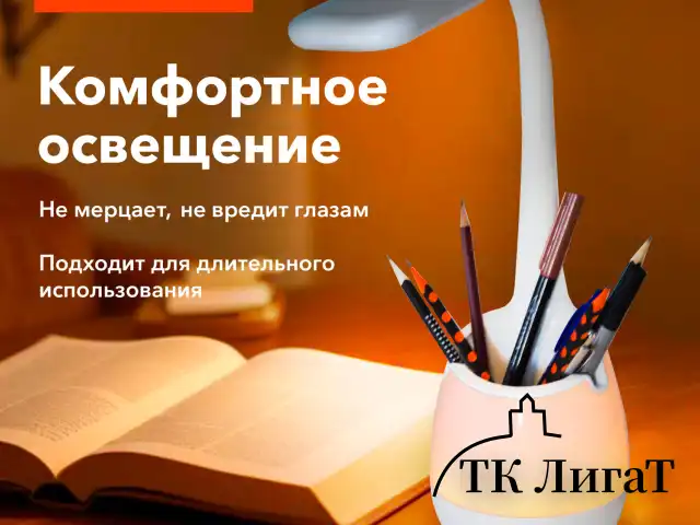 Настольная лампа светильник с органайзером и держателем для телефона, "4 в 1", LED, 5 Вт, белый, DASWERK, 238326
