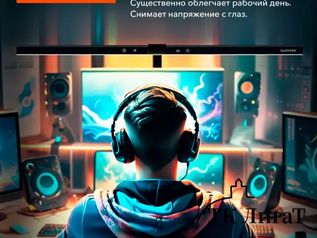 Бестеневая лампа светильник на струбцине, LED, 16 Вт, черный, высота 75 см, DASWERK, 238331