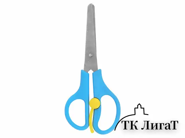 Ножницы ЮНЛАНДИЯ, 130 мм, с усилителем и линейкой, эргономичные ручки, голубые, 238344