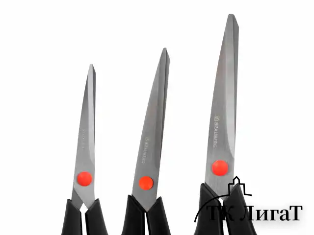 Ножницы BRAUBERG SOFT GRIP НАБОР 5 штук (140, 170, 190, 220, 240 мм), эргономичные черно-красные ручки, ВЫГОДНАЯ УПАКОВКА, 238410