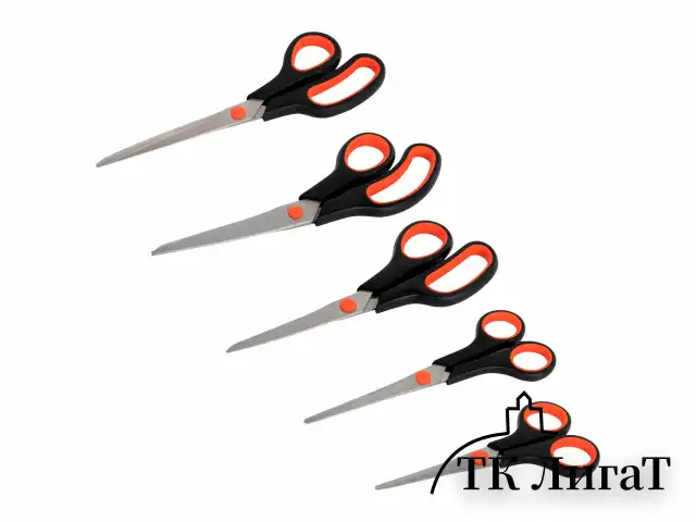 Ножницы BRAUBERG SOFT GRIP НАБОР 5 штук (140, 170, 190, 220, 240 мм), эргономичные черно-красные ручки, ВЫГОДНАЯ УПАКОВКА, 238410