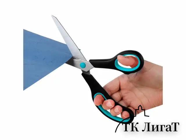 Ножницы BRAUBERG SOFT GRIP, НАБОР 3 штуки (140, 190, 230 мм), эргономичные черно-бирюзовые ручки, ВЫГОДНАЯ УПАКОВКА, 238411