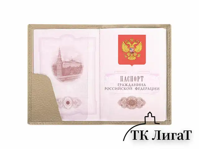 Обложка для паспорта натуральная кожа флоттер, кожаный уголок, бежевая, BRAUBERG, 238863