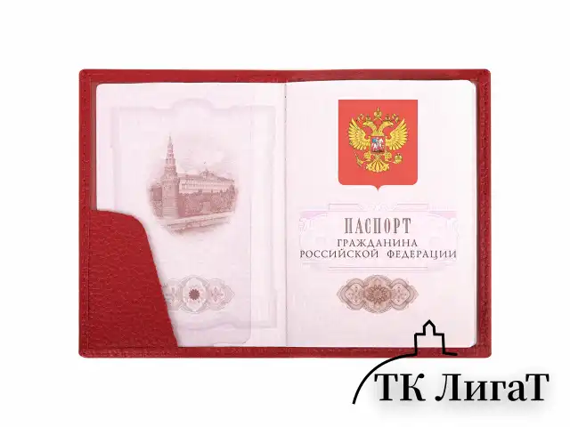 Обложка для паспорта натуральная кожа флоттер, кожаный уголок, красная, BRAUBERG, 238865