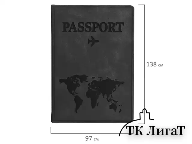 Обложка для паспорта "Passport Map", мягкая экокожа, графитовая, STAFF, 238875