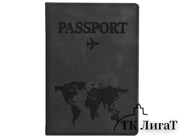 Обложка для паспорта "Passport Map", мягкая экокожа, графитовая, STAFF, 238875