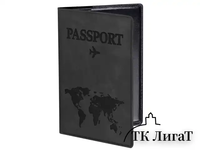 Обложка для паспорта "Passport Map", мягкая экокожа, графитовая, STAFF, 238875