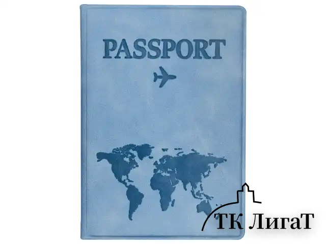 Обложка для паспорта "Passport Map", мягкая экокожа, голубая, STAFF, 238877