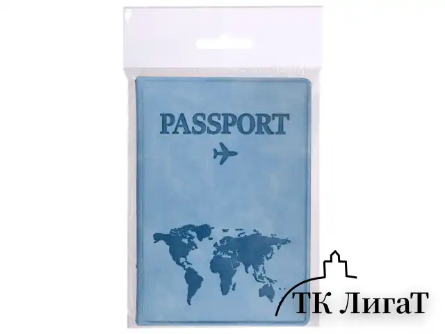 Обложка для паспорта "Passport Map", мягкая экокожа, голубая, STAFF, 238877