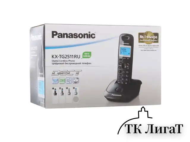 Радиотелефон PANASONIC KX-TG2511RUT, память 50 номеров, АОН, повтор, спикерфон, полифония, титановый