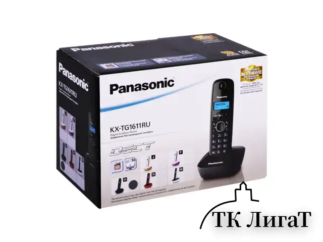 Радиотелефон PANASONIC KX-TG1611RUH, память 50 номеров, АОН, повтор, часы/будильник, серый