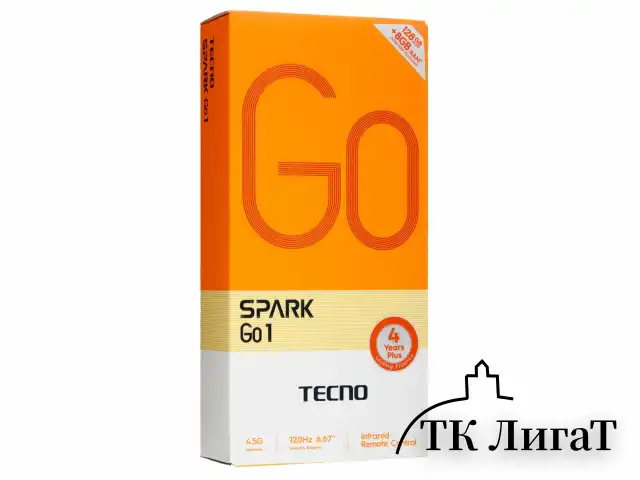 Смартфон TECNO SPARK GO1, 2 SIM, 6,67", 4.5G, 13/8 Мп, 4/128 ГБ, черный, пластик, TCN-KL4.4.128.BK