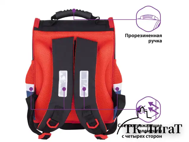 Ранец ЮНЛАНДИЯ WISE для начальной школы, "Feel the speed", 37x29х15 см, 270590