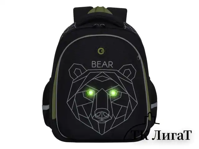 Ранец GRIZZLY анатомическая спинка, c бейджем, для мальчиков, "BEAR", 36х28х20 см, RAz-287-9/1