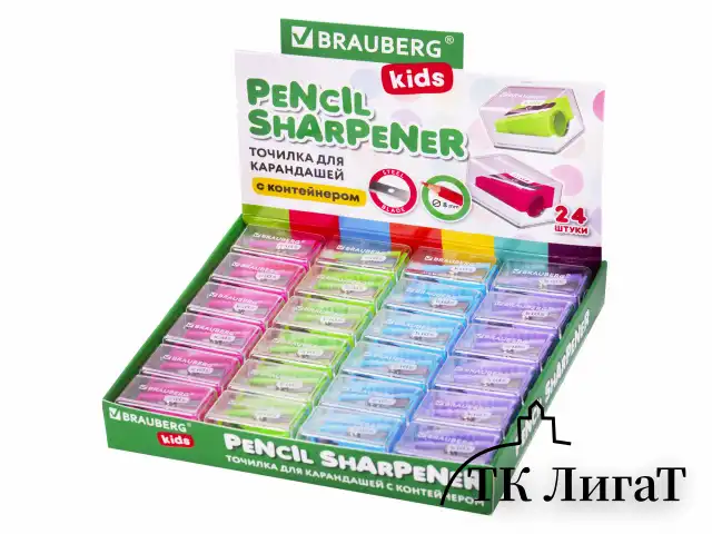 Точилка BRAUBERG KIDS "MINI", с контейнером, пластиковая, пастельные цвета ассорти, 271944