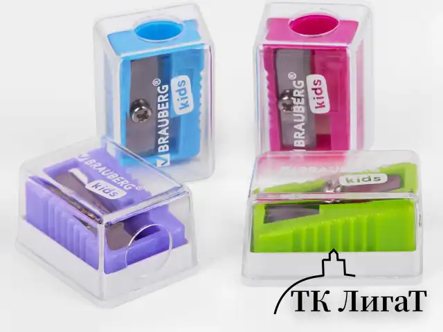 Точилка BRAUBERG KIDS "MINI", с контейнером, пластиковая, пастельные цвета ассорти, 271944