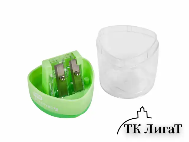 Точилка BRAUBERG KIDS "MAXI", 2 отверстия, с большим контейнером, трехгранный корпус, цвета ассорти, 271945