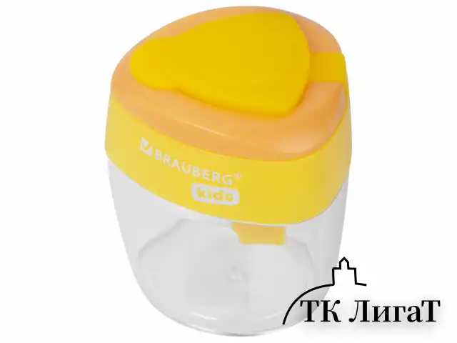 Точилка BRAUBERG KIDS "MAXI", 2 отверстия, с большим контейнером, трехгранный корпус, цвета ассорти, 271945
