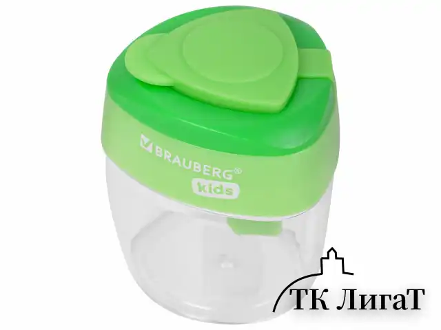 Точилка BRAUBERG KIDS "MAXI", 2 отверстия, с большим контейнером, трехгранный корпус, цвета ассорти, 271945
