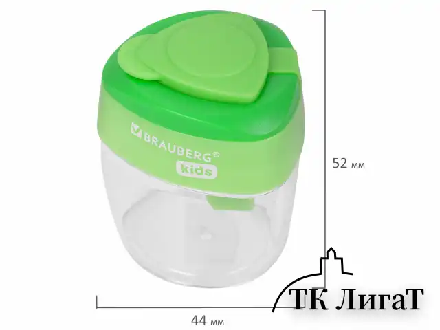 Точилка BRAUBERG KIDS "MAXI", 2 отверстия, с большим контейнером, трехгранный корпус, цвета ассорти, 271945