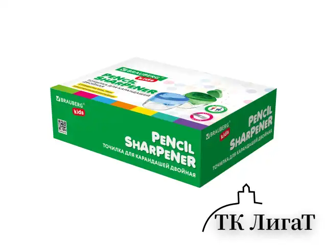 Точилка BRAUBERG KIDS "MAXI", 2 отверстия, с большим контейнером, трехгранный корпус, цвета ассорти, 271945