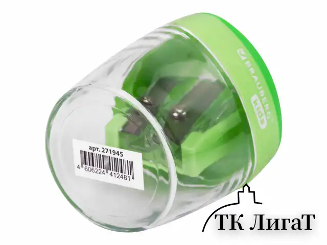 Точилка BRAUBERG KIDS "MAXI", 2 отверстия, с большим контейнером, трехгранный корпус, цвета ассорти, 271945
