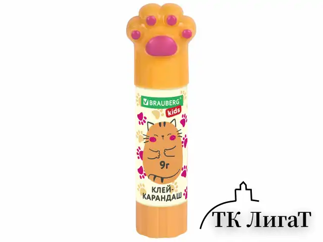 Клей-карандаш "Лапки" Cat Paw, 9 г, фигурный колпачок, BRAUBERG KIDS, 271981