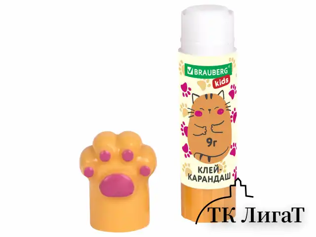Клей-карандаш "Лапки" Cat Paw, 9 г, фигурный колпачок, 3 шт. на блистере, BRAUBERG KIDS, 271982