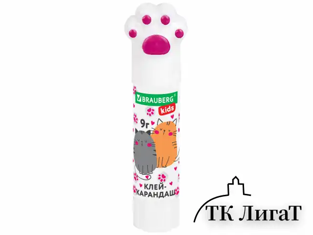 Клей-карандаш "Лапки" Cat Paw, 9 г, фигурный колпачок, 3 шт. на блистере, BRAUBERG KIDS, 271982
