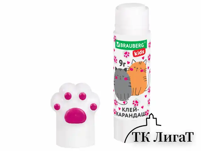 Клей-карандаш "Лапки" Cat Paw, 9 г, фигурный колпачок, 3 шт. на блистере, BRAUBERG KIDS, 271982