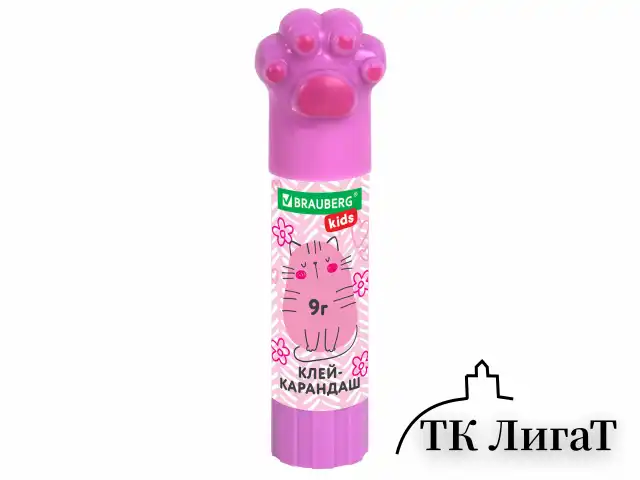 Клей-карандаш "Лапки" Cat Paw, 9 г, фигурный колпачок, 3 шт. на блистере, BRAUBERG KIDS, 271982