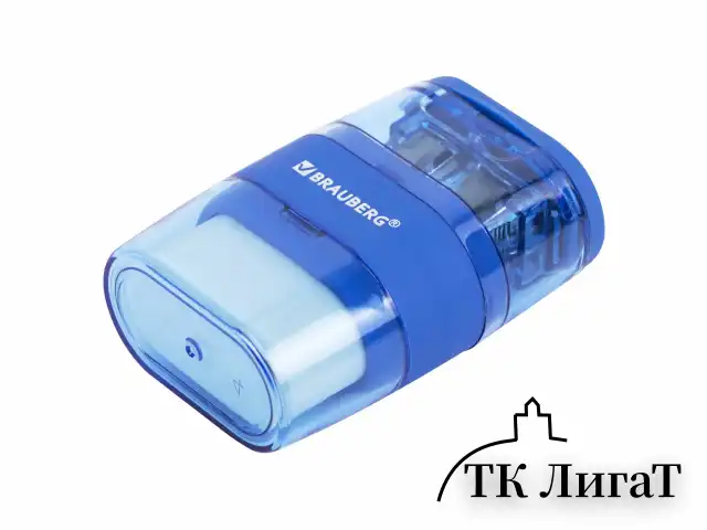 Точилка с ластиком 2 в 1 BRAUBERG "Double", 2 отверстия, яркие цвета корпуса ассорти, 271987
