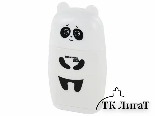 Точилка с ластиком 2 в 1 BRAUBERG KIDS "Панда", 2 отверстия, блистер, 271988