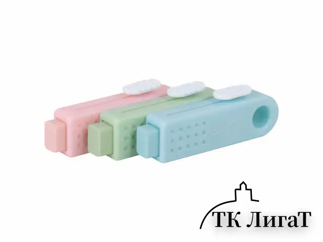 Ластики выдвижные BRAUBERG "Slider Mini", НАБОР 3 ШТУКИ, 68х18х12 мм, пастельные цвета, блистер, 271992