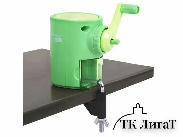 Точилка механическая BRAUBERG KIDS, для простых и цветных карандашей, корпус мятный, крепление к столу, 272003