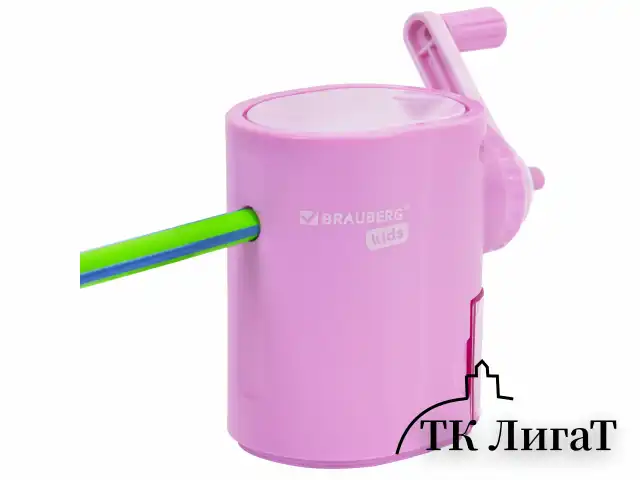Точилка механическая BRAUBERG KIDS, для простых и цветных карандашей, корпус лавандовый, крепление к столу, 272004