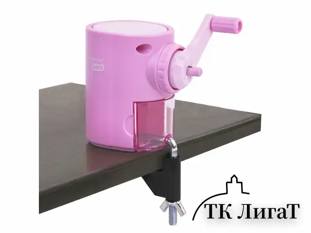 Точилка механическая BRAUBERG KIDS, для простых и цветных карандашей, корпус лавандовый, крепление к столу, 272004