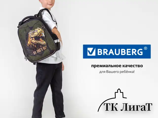 Ранец BRAUBERG PREMIUM, 2 отделения, с брелоком, "Dino attack", 3D-панель, 38х29х16 см, 272016