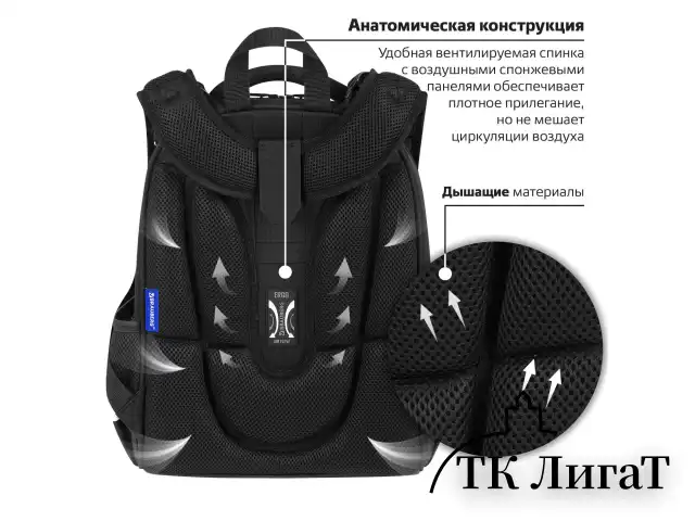 Ранец BRAUBERG PREMIUM, 2 отделения, с брелоком, "Dino attack", 3D-панель, 38х29х16 см, 272016